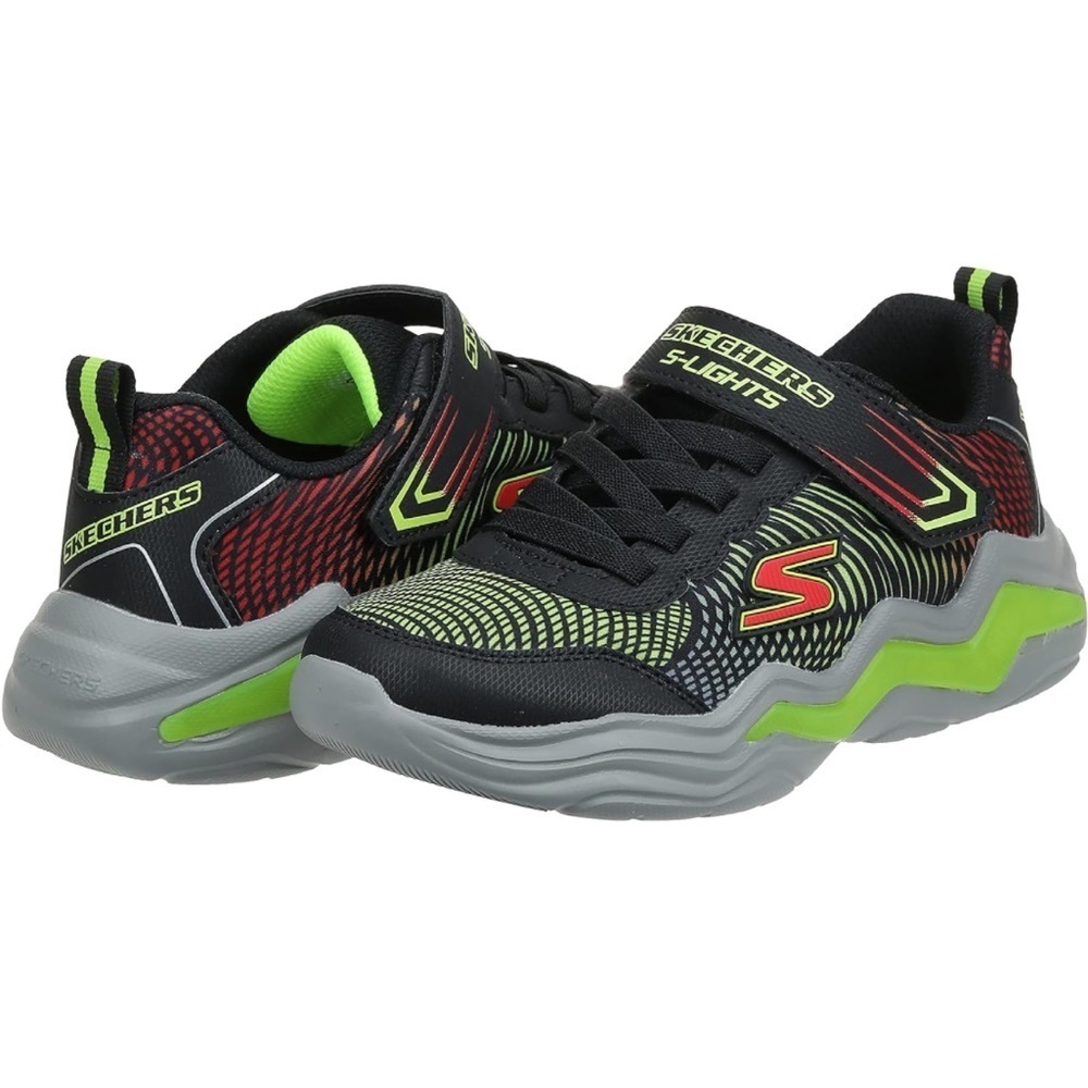 Skechers S-Lights Kids No Lace Velcro Sneakers NEW